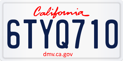 CA license plate 6TYQ710