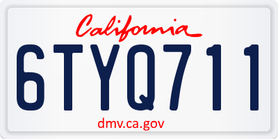 CA license plate 6TYQ711