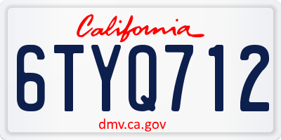 CA license plate 6TYQ712