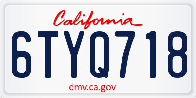 CA license plate 6TYQ718