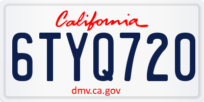 CA license plate 6TYQ720