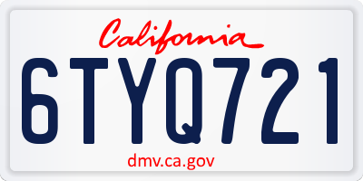 CA license plate 6TYQ721