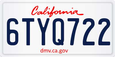 CA license plate 6TYQ722