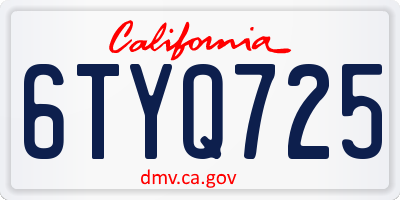 CA license plate 6TYQ725