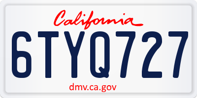 CA license plate 6TYQ727