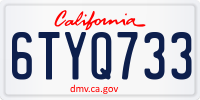 CA license plate 6TYQ733
