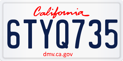 CA license plate 6TYQ735