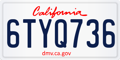 CA license plate 6TYQ736
