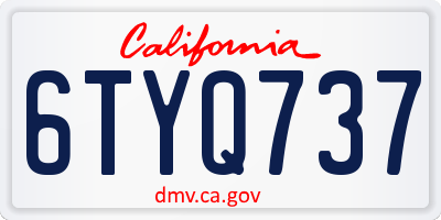 CA license plate 6TYQ737