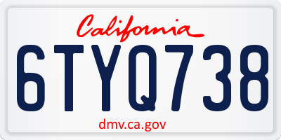 CA license plate 6TYQ738