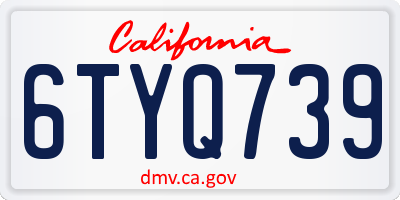 CA license plate 6TYQ739