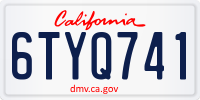 CA license plate 6TYQ741