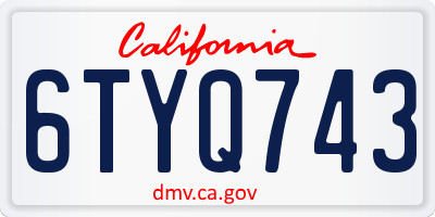 CA license plate 6TYQ743