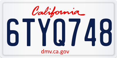 CA license plate 6TYQ748