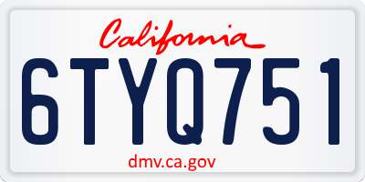 CA license plate 6TYQ751