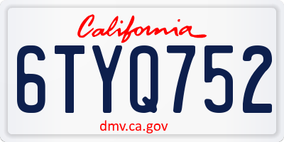 CA license plate 6TYQ752