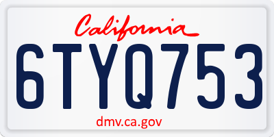 CA license plate 6TYQ753
