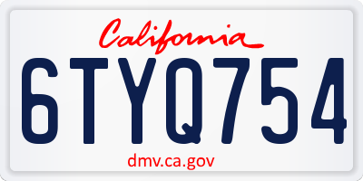 CA license plate 6TYQ754