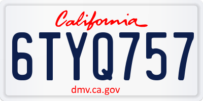 CA license plate 6TYQ757