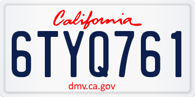 CA license plate 6TYQ761