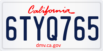 CA license plate 6TYQ765