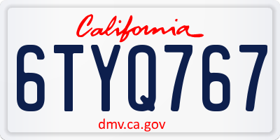 CA license plate 6TYQ767