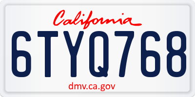 CA license plate 6TYQ768