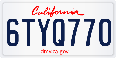 CA license plate 6TYQ770