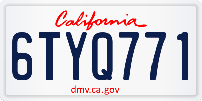 CA license plate 6TYQ771