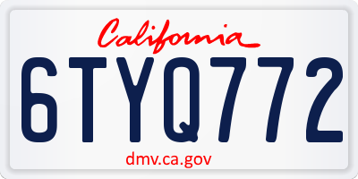 CA license plate 6TYQ772