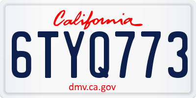 CA license plate 6TYQ773
