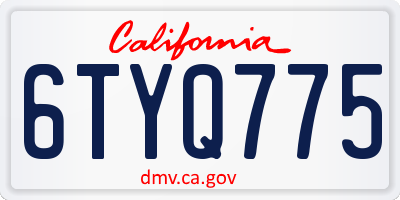 CA license plate 6TYQ775