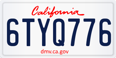 CA license plate 6TYQ776