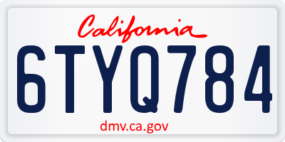 CA license plate 6TYQ784