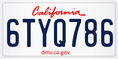 CA license plate 6TYQ786