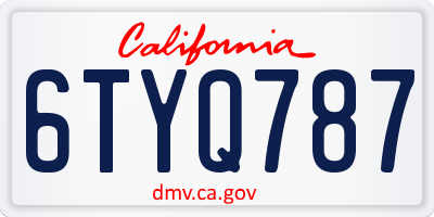 CA license plate 6TYQ787
