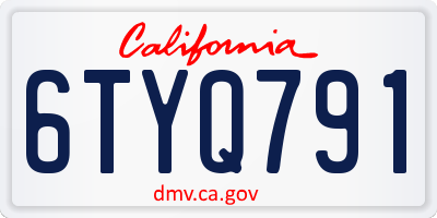 CA license plate 6TYQ791