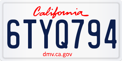 CA license plate 6TYQ794