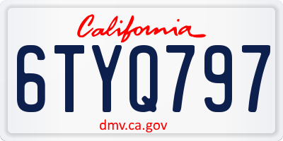 CA license plate 6TYQ797
