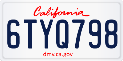 CA license plate 6TYQ798