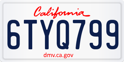 CA license plate 6TYQ799