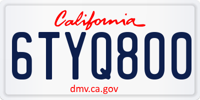 CA license plate 6TYQ800