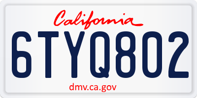 CA license plate 6TYQ802