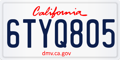 CA license plate 6TYQ805