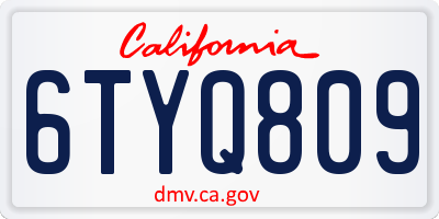 CA license plate 6TYQ809