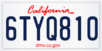 CA license plate 6TYQ810