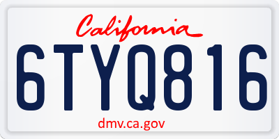 CA license plate 6TYQ816