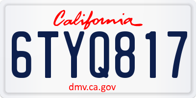 CA license plate 6TYQ817