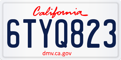 CA license plate 6TYQ823