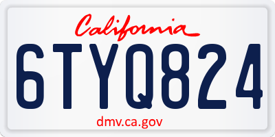CA license plate 6TYQ824